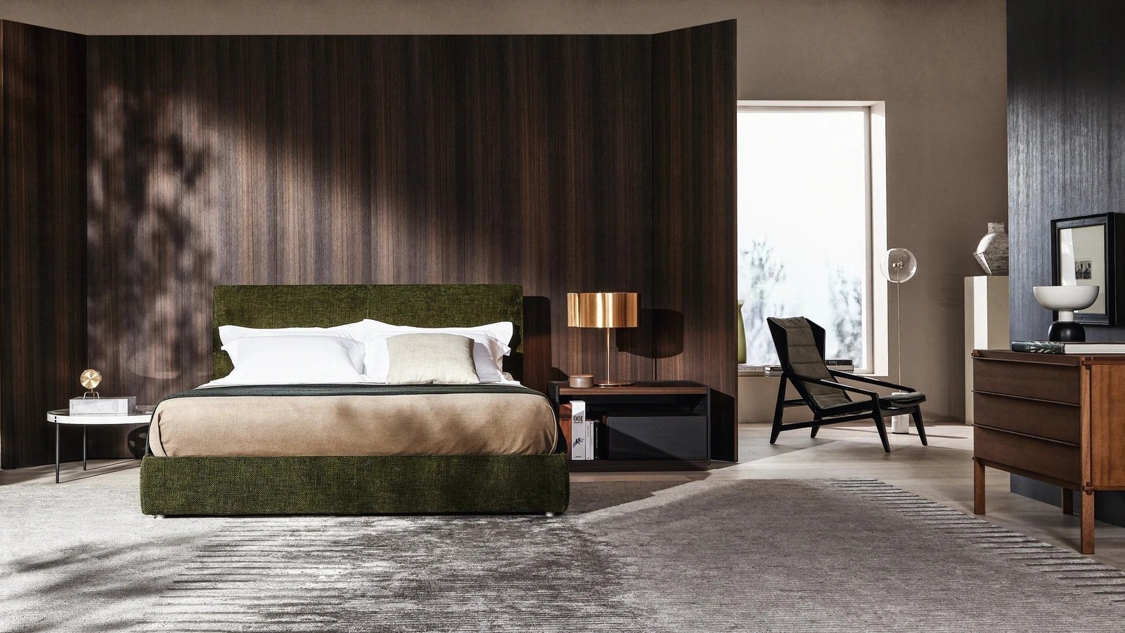 Letto matrimoniale in tessuto imbottito Ribbon di Molteni & C