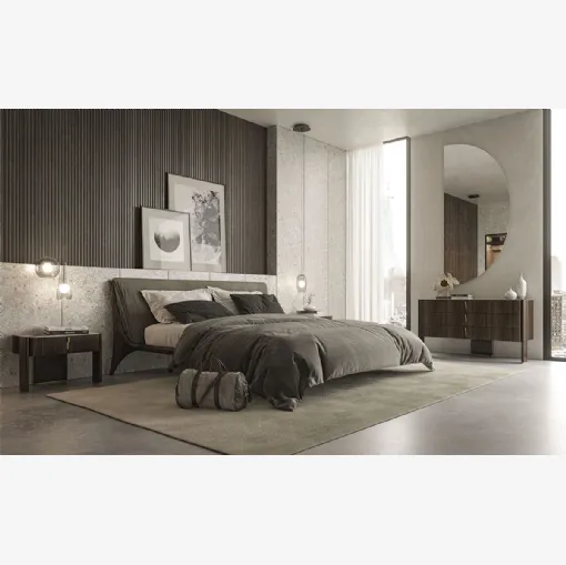 Letto Nelson in legno con testiera imbottita di Cattelan Italia