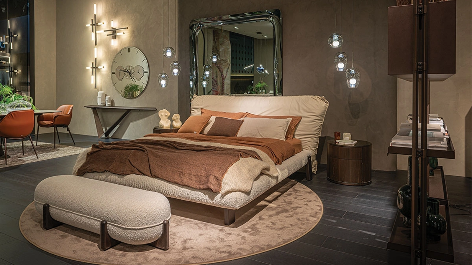 Letto di design Pascal in pelle e tessuto di Cattelan Italia