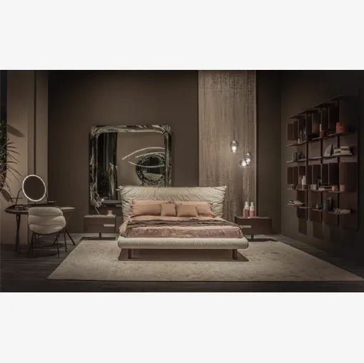 Letto di design Pascal in pelle e tessuto di Cattelan Italia