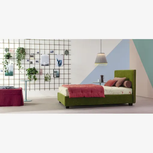 Letto Singolo in tessuto con testiera Dread di Twils