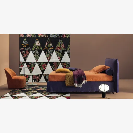 Letto Singolo in tessuto imbottito con testiera Edo di Twils