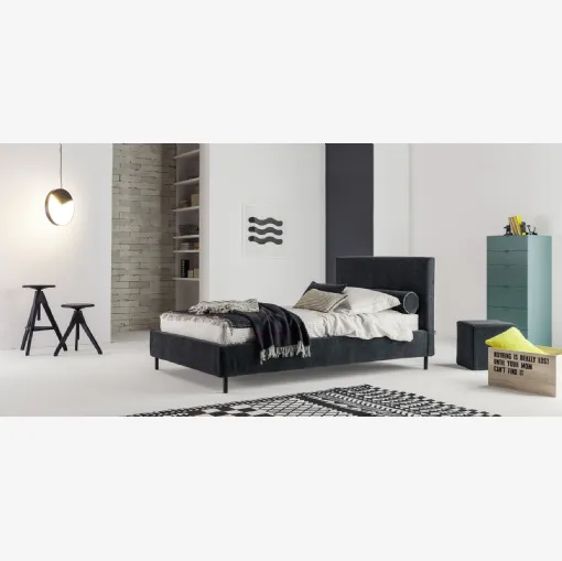 Letto Singolo in tessuto con testiera Max di Twils