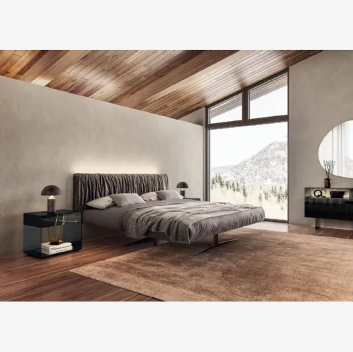 Letto con testiera in tessuto Steel 1731 di Lago