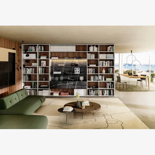 Libreria 30mm 1211 da Parete in laccato opaco e vetro di Lago