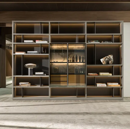 Libreria 505 UP SYSTEM con Mobile Bar 09 di Molteni & C