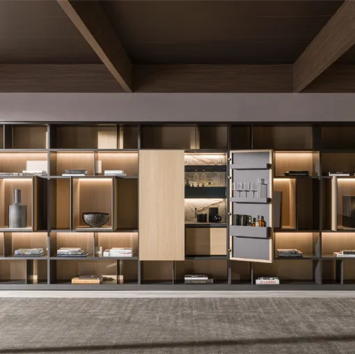 Libreria 505 UP SYSTEM con Mobile Bar 08 di Molteni & C