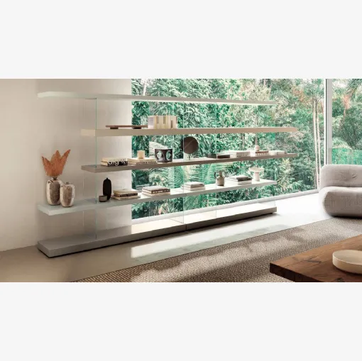 Libreria Air 0558 in laccato con supporti in vetro di Lago