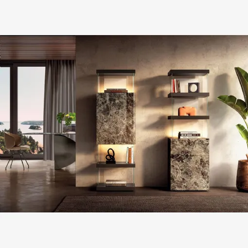 Libreria di design Air 2682 in vetro effetto marmo di Lago
