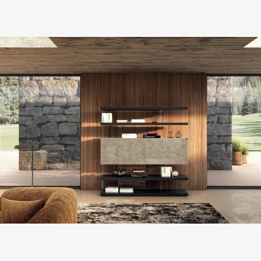 Libreria Air 2685 in vetro e laccato di Lago