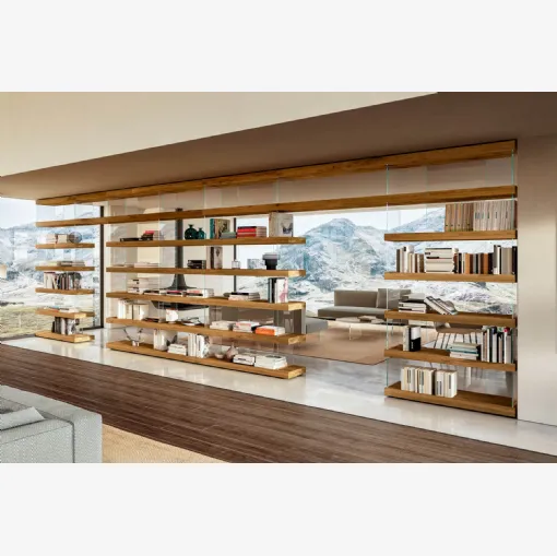 Libreria divisoria in legno e vetro Air 1241 di Lago