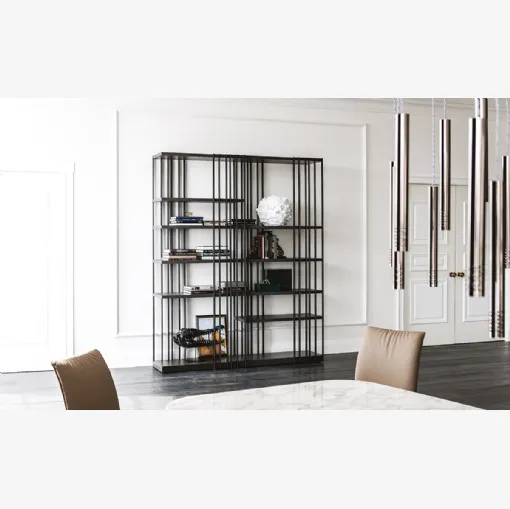 Libreria Arsenal in acciaio con ripiani in legno di Cattelan Italia