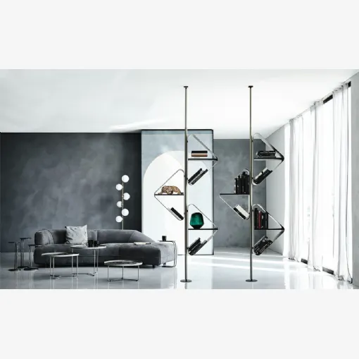 Libreria divisoria  in metallo con ripiani in legno Spinnaker di Cattelan Italia