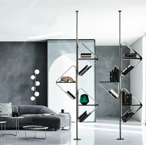 Libreria divisoria  in metallo con ripiani in legno Spinnaker di Cattelan Italia