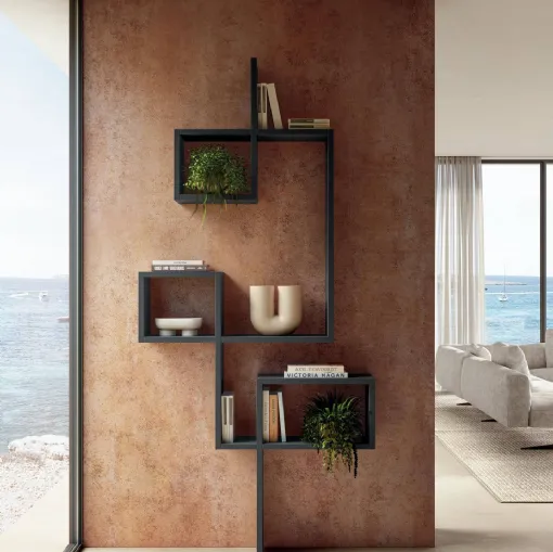 Libreria di design a muro LagoLinea in laccato opaco di Lago