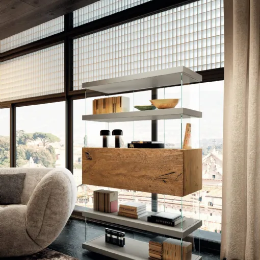 Libreria Air 1463 in laccato e legno di Lago