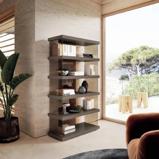 Libreria Air 2684 in laccato e vetro di Lago