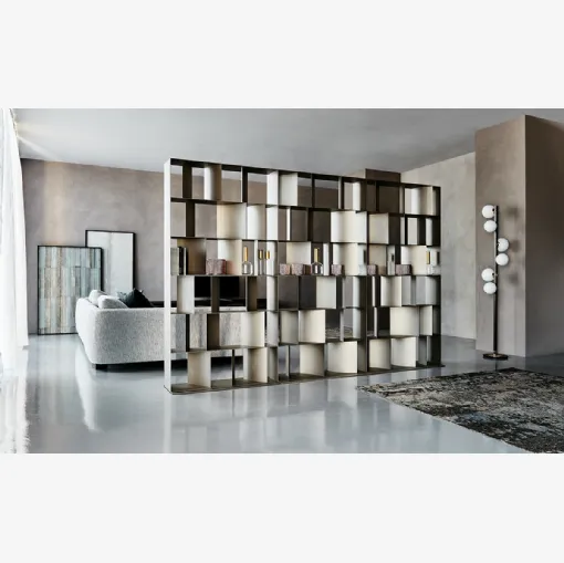 Libreria divisoria in acciaio goffrato Nautilus di Cattelan Italia