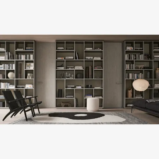 Libreria a muro Opus Platino in alluminio laccato di Rimadesio