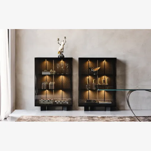 Madia in cristallo con schienale interno in ecopelle trapuntato Boutique Alta di Cattelan Italia