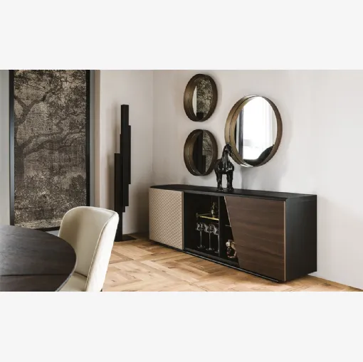 Madia Aston in legno con dettagli in pelle di Cattelan Italia
