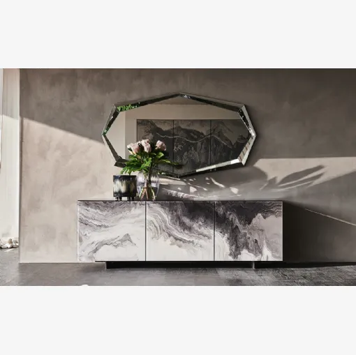 Madia Focus in cristallo extrachiaro con stampa artistica Crystalart di Cattelan Italia