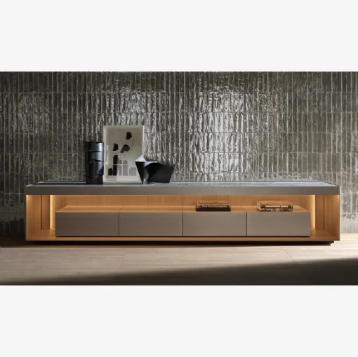 Madia Living Box in laccato opaco e legno di Molteni & C