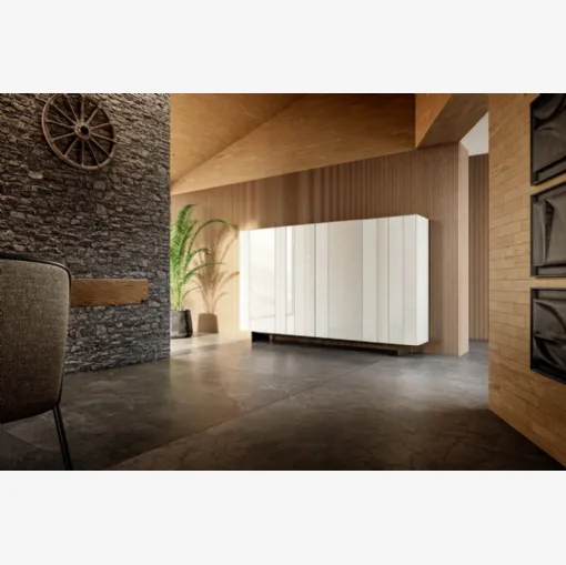 Madia Alta NOW 1386 in vetro Bianco dal design modulare di Lago