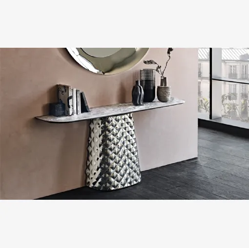 Consolle in ceramica e cristallo specchiato Atrium Keramik di Cattelan Italia