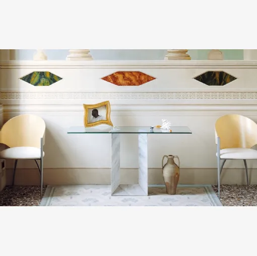 Consolle Diapason in cristallo con base in marmo di Cattelan Italia