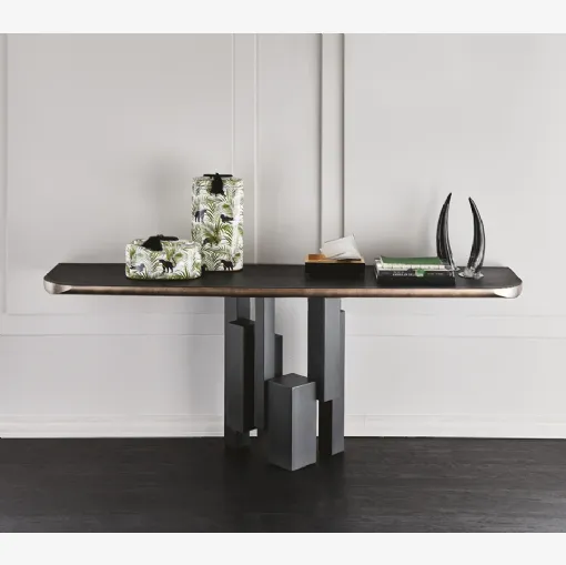 Consolle in Olmo e acciaio Skyline Wood-C di Cattelan Italia