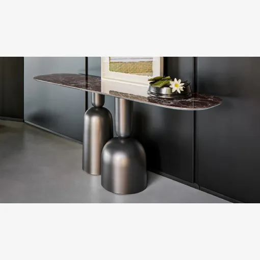 Mobile ingresso di design Cop Console con top in ceramica e base in metallo di Bonaldo