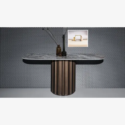 Mobile ingresso di design Dorian Console con top in ceramica e base in poliuretano di Bonaldo