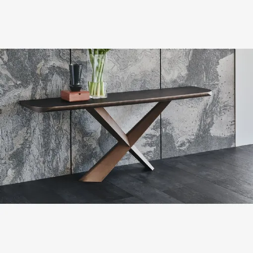 Consolle con piano in legno massello e acciaio Terminal Wood-C di Cattelan Italia