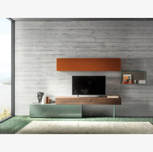 Mobile Porta Tv in vetro e legno 36e8 0521di Lago