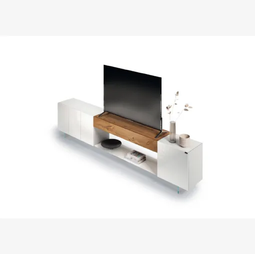 Mobile Porta Tv 36e8 2655 in vetro lucido e legno di Lago