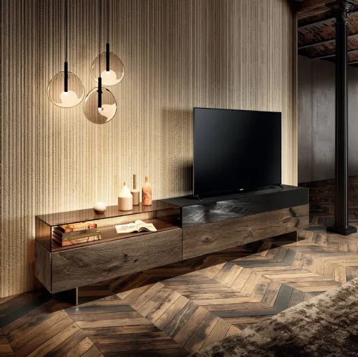 Mobile Porta Tv 36e8 Glass 2149 in legno e vetro di Lago