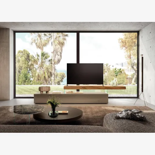 Mobile Porta Tv in vetro e legno Air 0509C di Lago