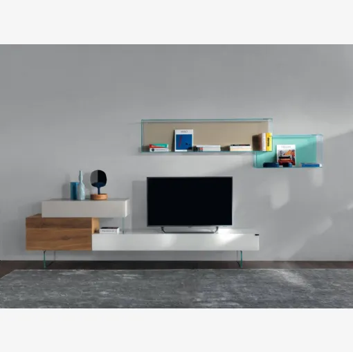 Mobile Porta Tv in vetro e legno 36e8 0514 di Lago