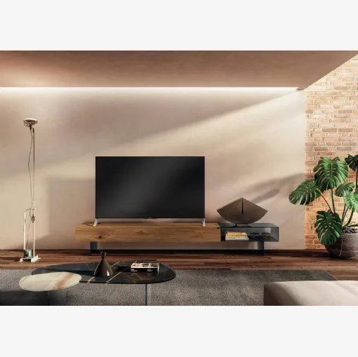 Mobile Porta Tv 36e8 Glass 1406 in legno e vetro di Lago