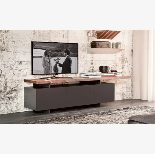 Mobile Porta Tv Seneca in laccato con top in legno di Cattelan Italia
