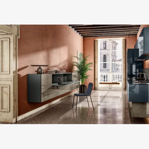 Mobile sospeso Home Office 1286 con scrittoio di Lago
