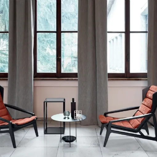 Poltrona di design D-156-3 in tessuto con struttura in legno di Molteni & C