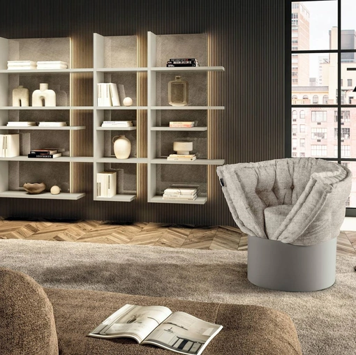 Poltroncina trasformabile in letto singolo Huggy 2590 in tessuto patchwork di Lago