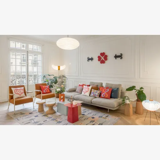 Divano lineare in tessuto imbottito Grand Sofa di Vitra