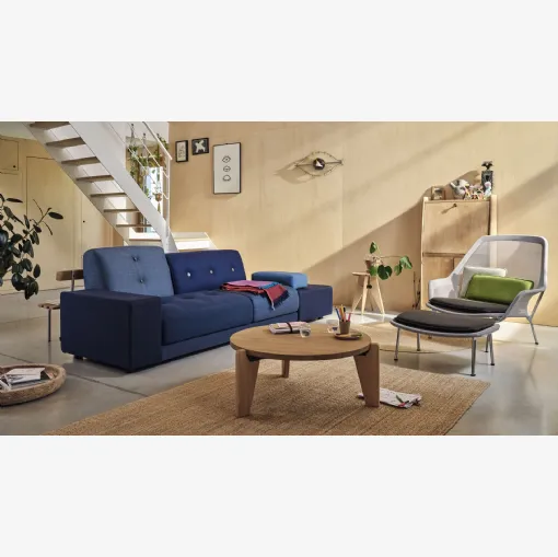 Divano lineare in tessuto imbottito con schienale asimmetrico Polder Sofa di Vitra