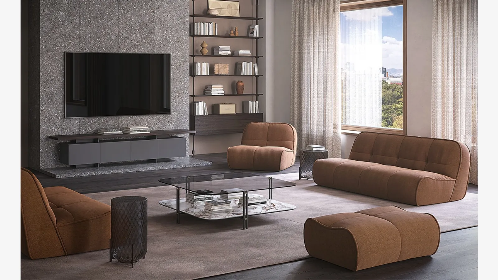 Salotto in tessuto imbottito Spencer di Cattelan Italia