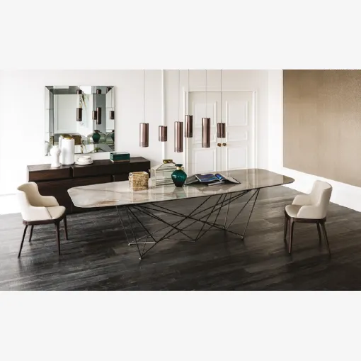 Tavolo con gambe in acciaio e piano in ceramica Gordon Keramik di Cattelan Italia