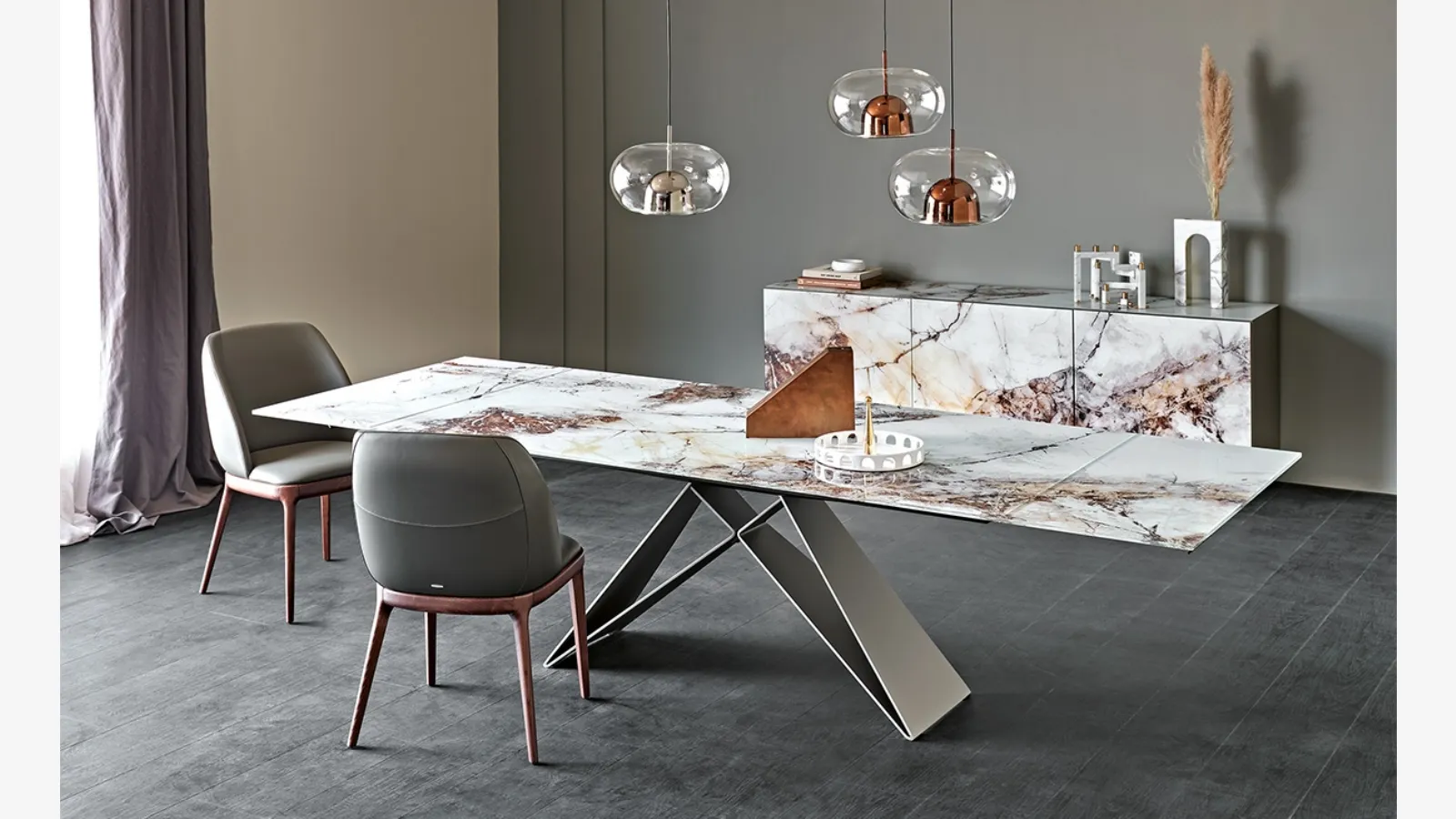 Tavolo allungabile in cristallo stampato Premier Crystalart Drive di Cattelan Italia