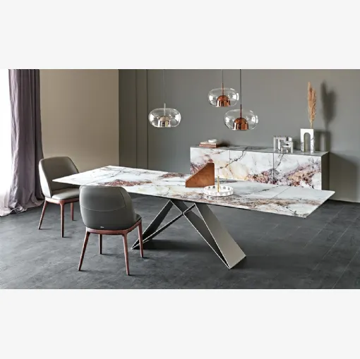 Tavolo allungabile in cristallo stampato Premier Crystalart Drive di Cattelan Italia